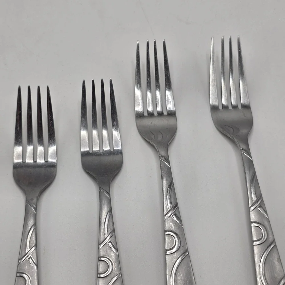 Cambridge Stainless Steel Fork Set 6pc Swirl Pattern Dinner Salad Flatware Set